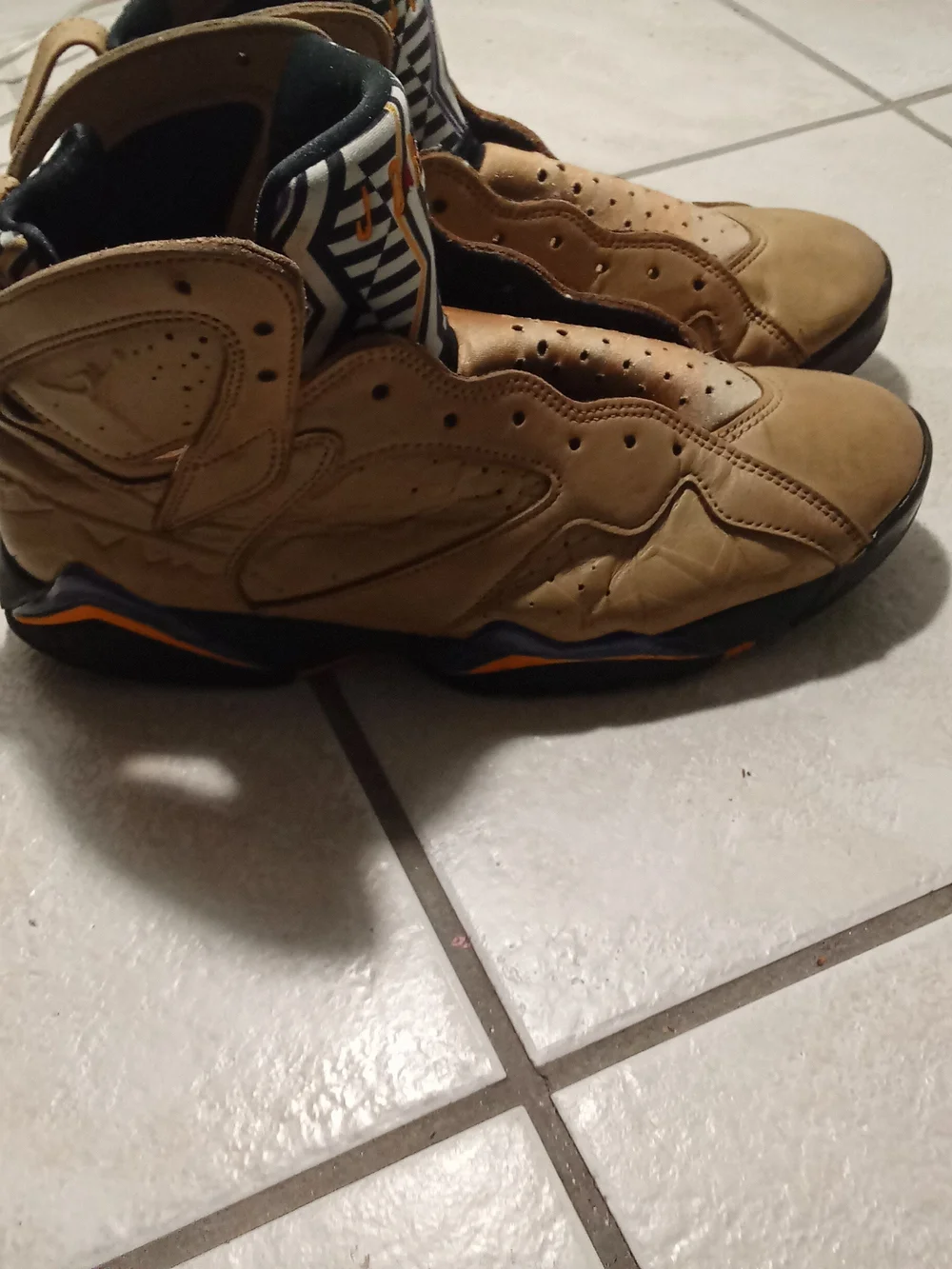 Jordan Men's Brown Athletic Sneakers with Black and Patterned Tongue
